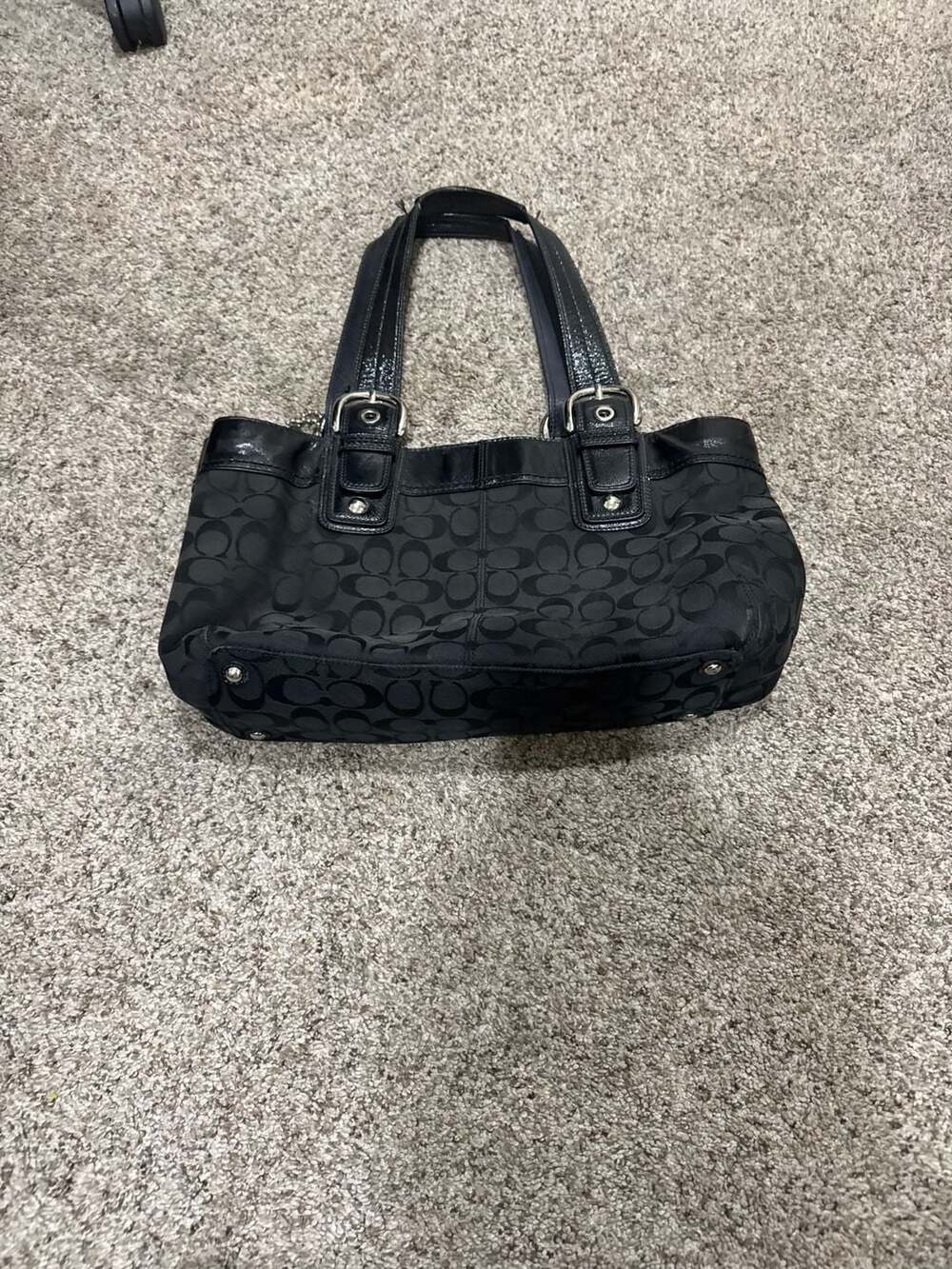 Coach Soho Large Signature Pleated Tote Black Canvas and Leather F13742 - Picture 3 of 12